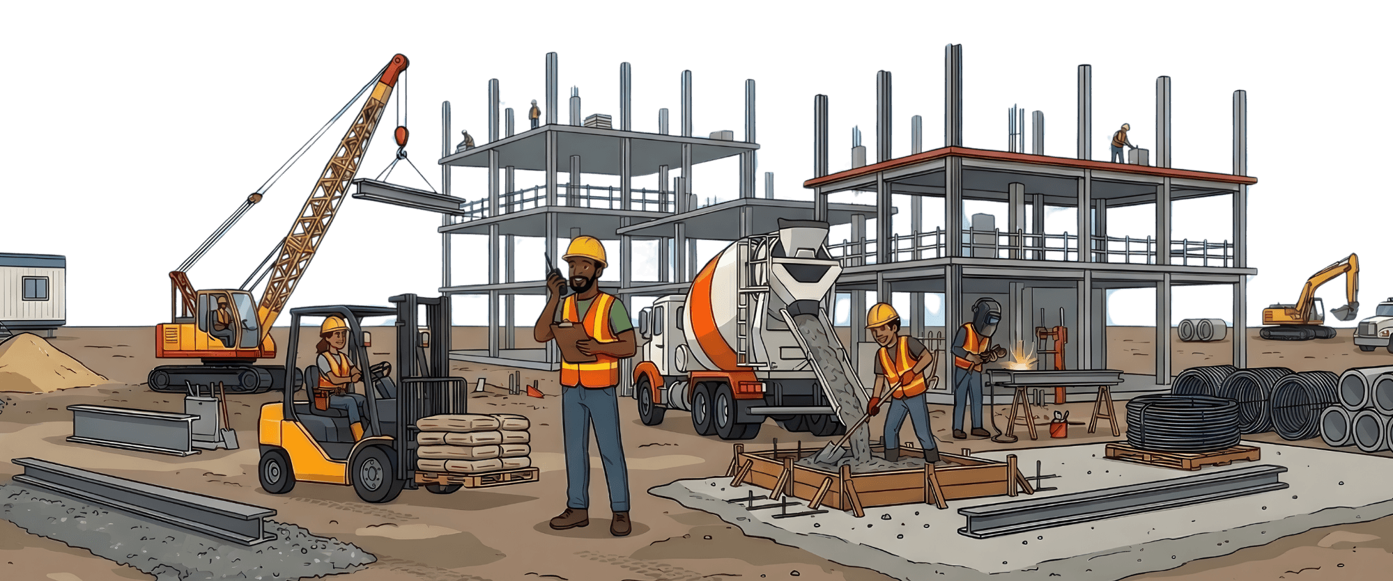 Construction site workers